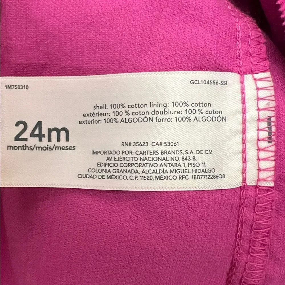 Carter’s Fuchsia Pink polka dot cotton corduroy jumper dress size 24 months Pit